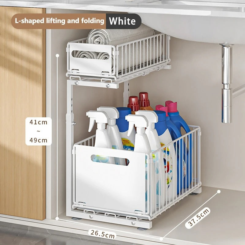 2-Tier Pull Out Under Sink Organizer - The Perfect Solution for Efficient Kitchen Storage!